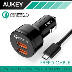 Cargador Auto Aukey Quick Charge 2.0 Doble Entrada